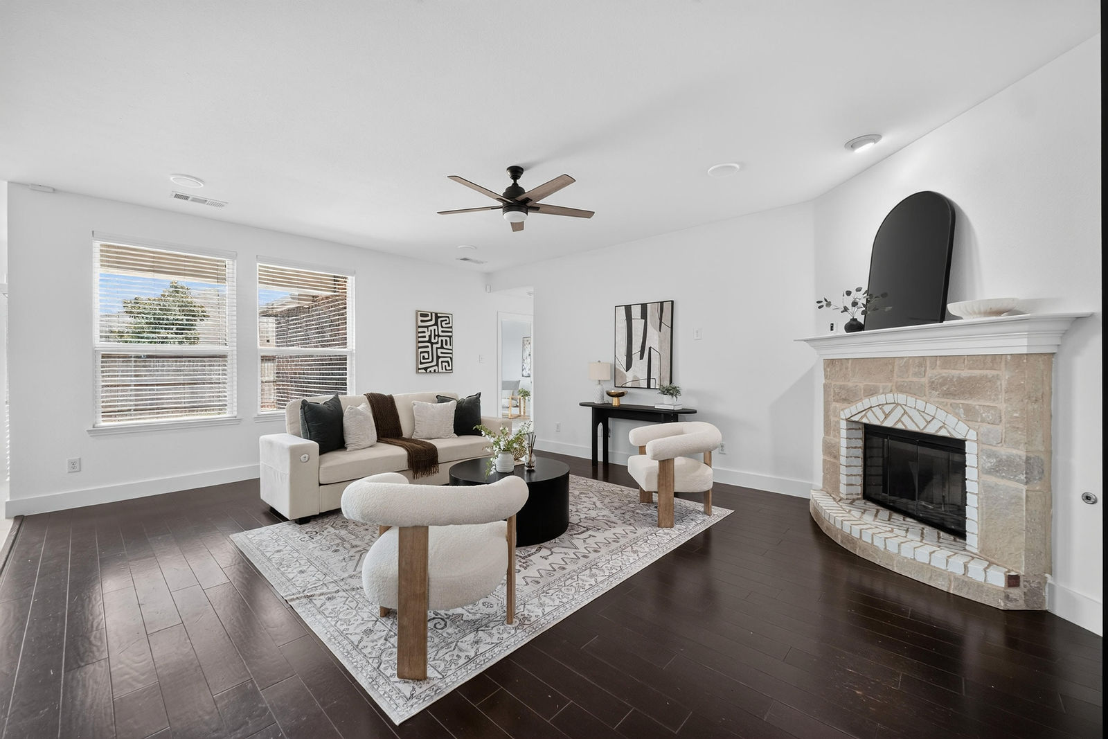 Living room with fireplace